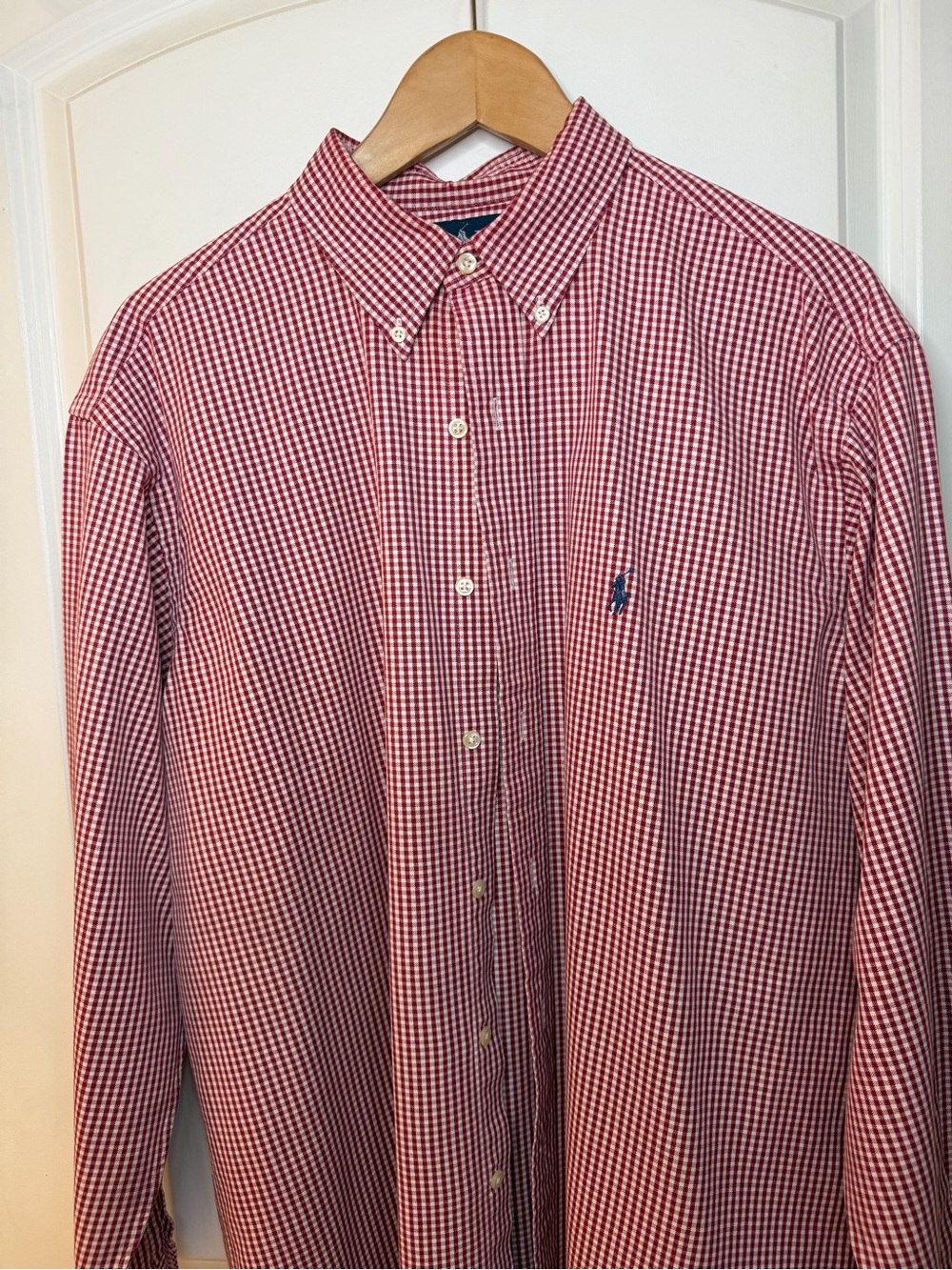Ralph Lauren Red Gingham Button-Down Shirt, neck size 16.5
